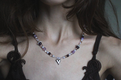 Handmade Pink Twilight beaded necklace | Waterproof Stainless Steel