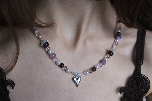 Handmade Pink Twilight beaded necklace | Waterproof Stainless Steel
