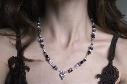 Handmade Midnight Forest Fairy Beaded Necklace | Waterproof Stainless Steel