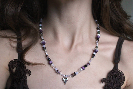 Handmade Midnight Forest Fairy Beaded Necklace | Waterproof Stainless Steel