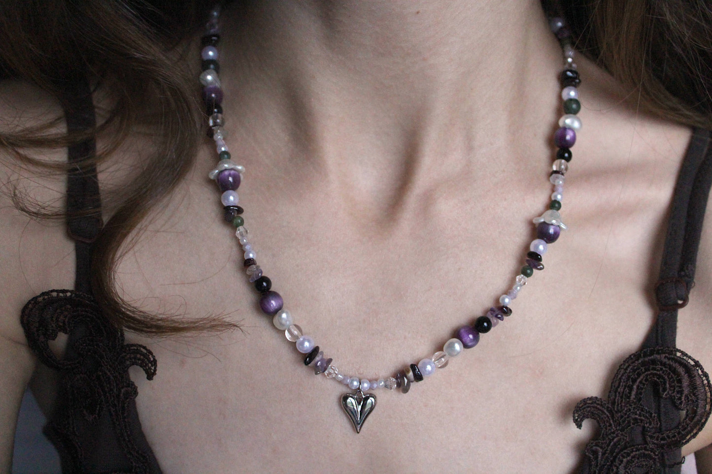 Handmade Midnight Forest Fairy Beaded Necklace | Waterproof Stainless Steel