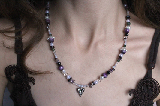 Handmade Midnight Forest Fairy Beaded Necklace | Waterproof Stainless Steel