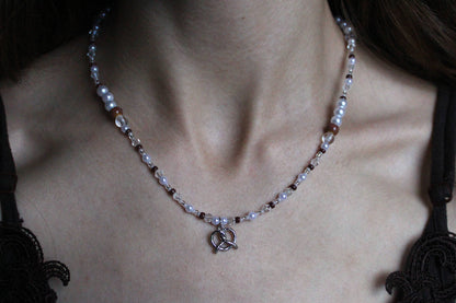 Handmade Cinnamon Pretzel Beaded Necklace | Waterproof Stainless Steel