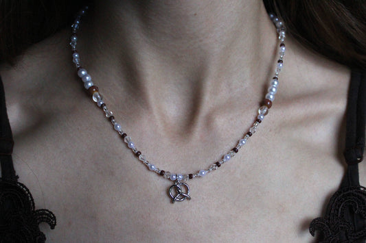 Handmade Cinnamon Pretzel Beaded Necklace | Waterproof Stainless Steel