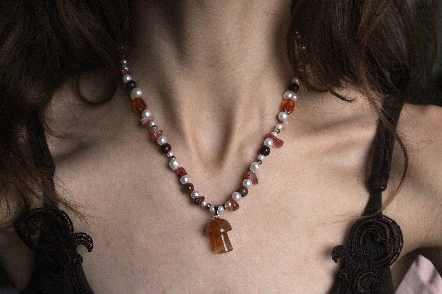 Handmade Forest Forager Mushroom Necklace | Waterproof Stainless Steel