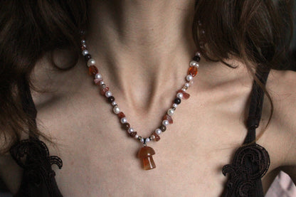 Handmade Forest Forager Mushroom Necklace | Waterproof Stainless Steel