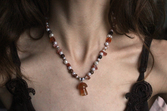 Handmade Forest Forager Mushroom Necklace | Waterproof Stainless Steel