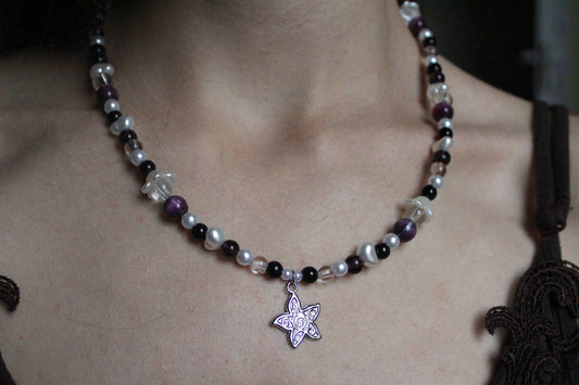 Handmade Midnight Star Beaded Necklace | Waterproof Stainless Steel