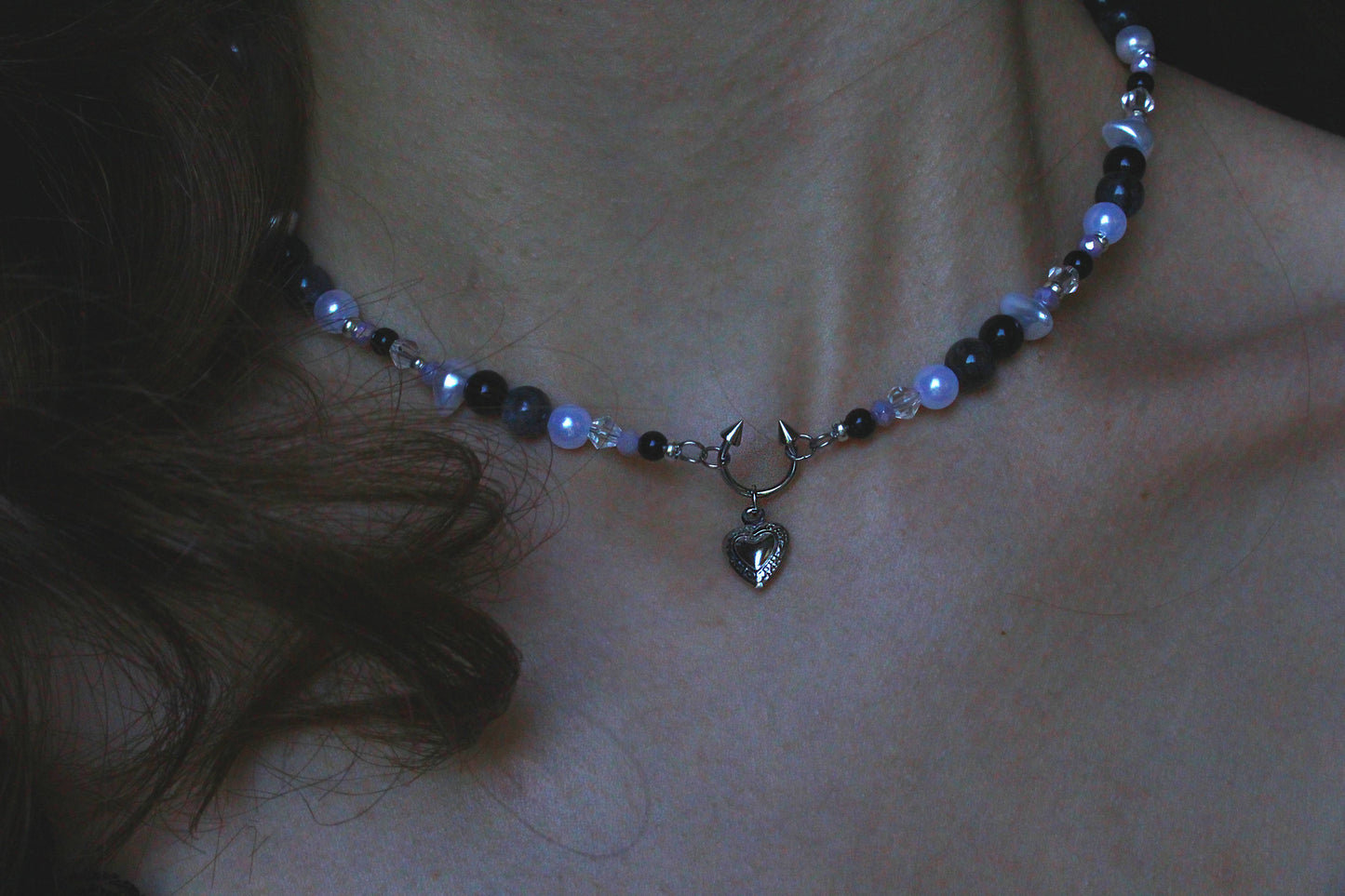 Handmade Septum Piercing Heart Charm Beaded Necklace | Waterproof Stainless Steel