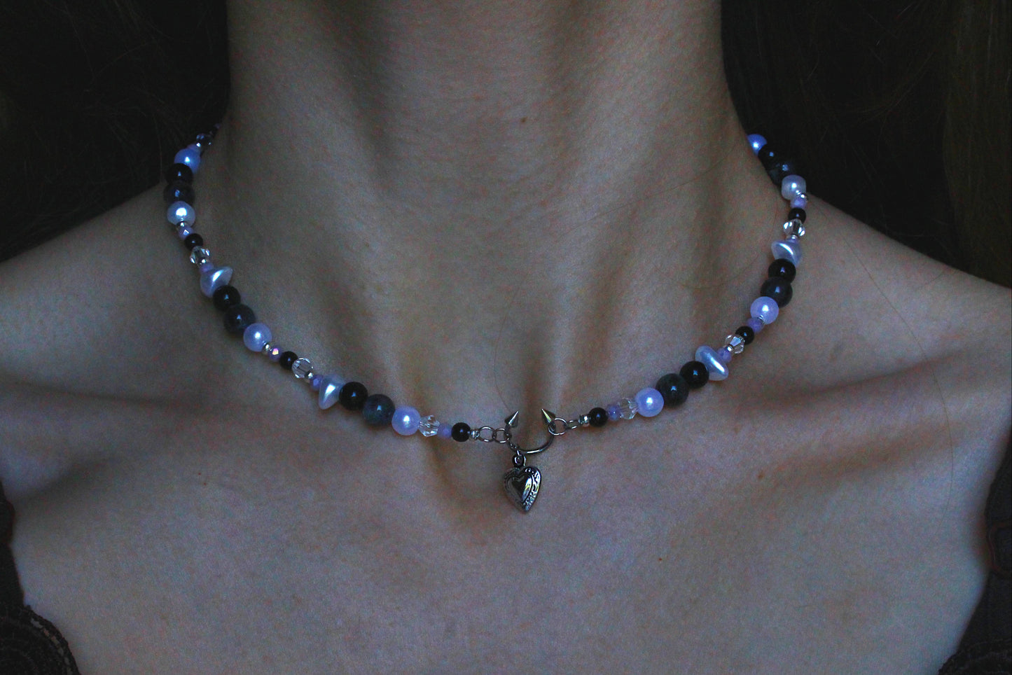 Handmade Septum Piercing Heart Charm Beaded Necklace | Waterproof Stainless Steel