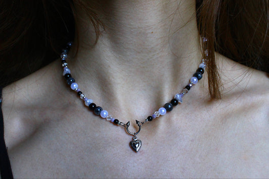 Handmade Septum Piercing Heart Charm Beaded Necklace | Waterproof Stainless Steel