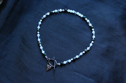 Handmade Moonlit Meadow Heart Toggle Beaded Necklace | Waterproof Stainless Steel