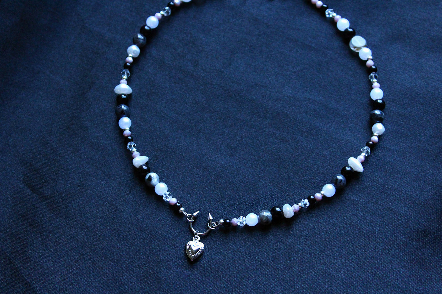 Handmade Septum Piercing Heart Charm Beaded Necklace | Waterproof Stainless Steel