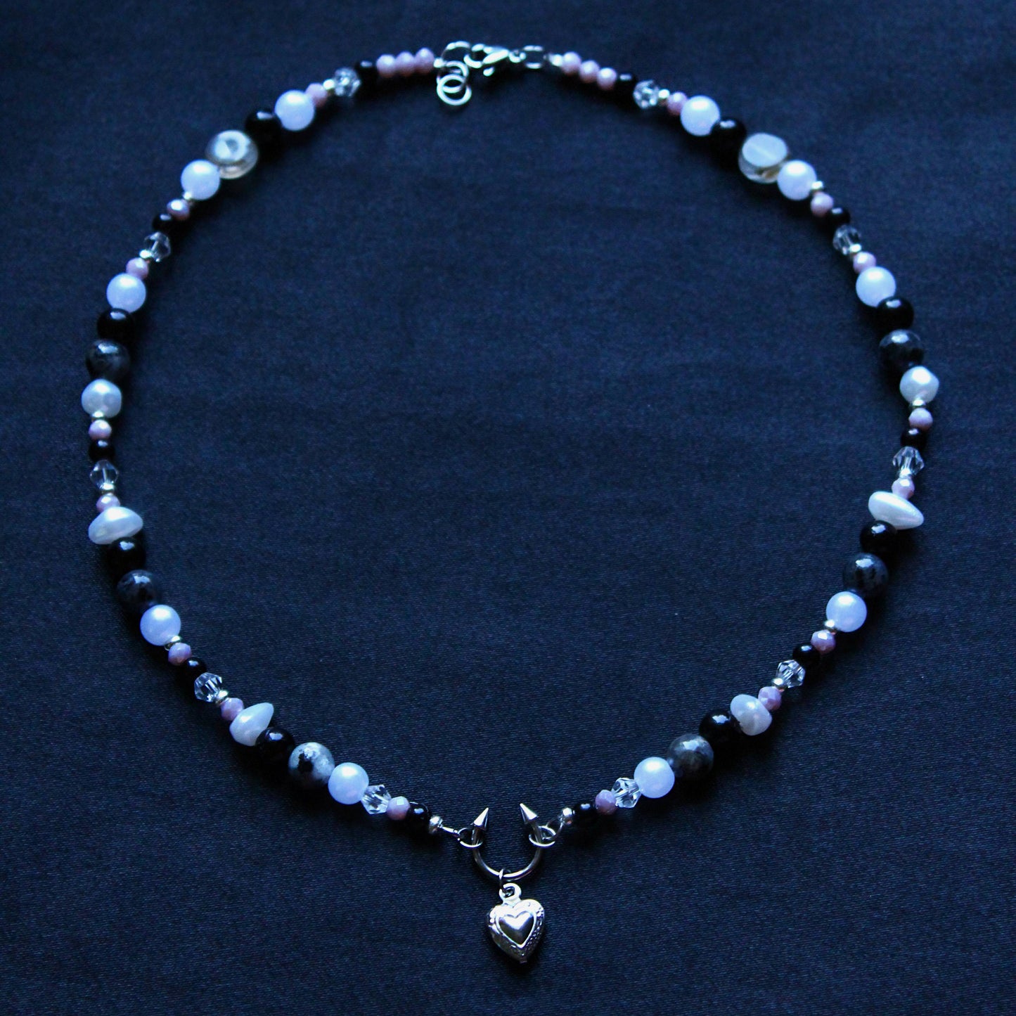 Handmade Septum Piercing Heart Charm Beaded Necklace | Waterproof Stainless Steel