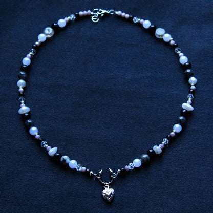 Handmade Septum Piercing Heart Charm Beaded Necklace | Waterproof Stainless Steel