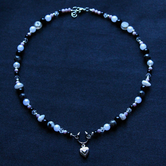 Handmade Septum Piercing Heart Charm Beaded Necklace | Waterproof Stainless Steel