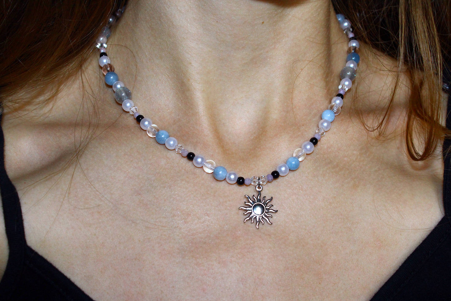 Handmade Celestial Tide Sun Charm Beaded Necklace | Waterproof Stainless Steel