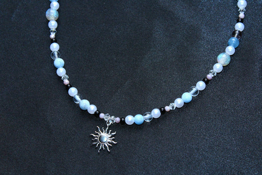 Handmade Celestial Tide Sun Charm Beaded Necklace | Waterproof Stainless Steel