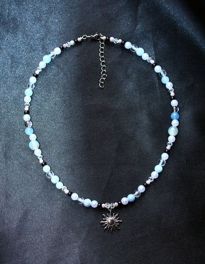 Handmade Celestial Tide Sun Charm Beaded Necklace | Waterproof Stainless Steel