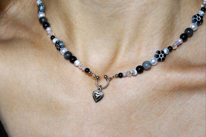 Handmade Septum Piercing Heart Charm, Flower, Beaded Necklace | Waterproof Stainless Steel