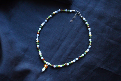 Handmade Forest Witch Mushroom Charm Beaded Necklace | Waterproof Stainless Steel