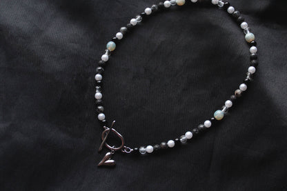 Handmade Wandering Witch, Lava & Labradorite, Heart Toggle Beaded Necklace | Waterproof Stainless Steel