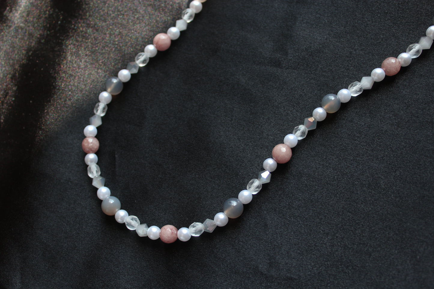 Handmade Moonlit Meadow Jadeite & Agate Beaded Necklace | Waterproof Stainless Steel