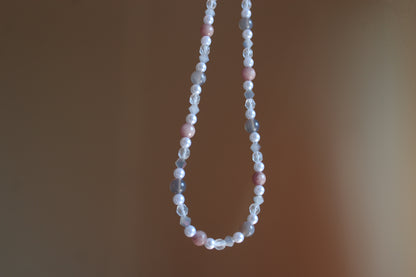 Handmade Moonlit Meadow Jadeite & Agate Beaded Necklace | Waterproof Stainless Steel