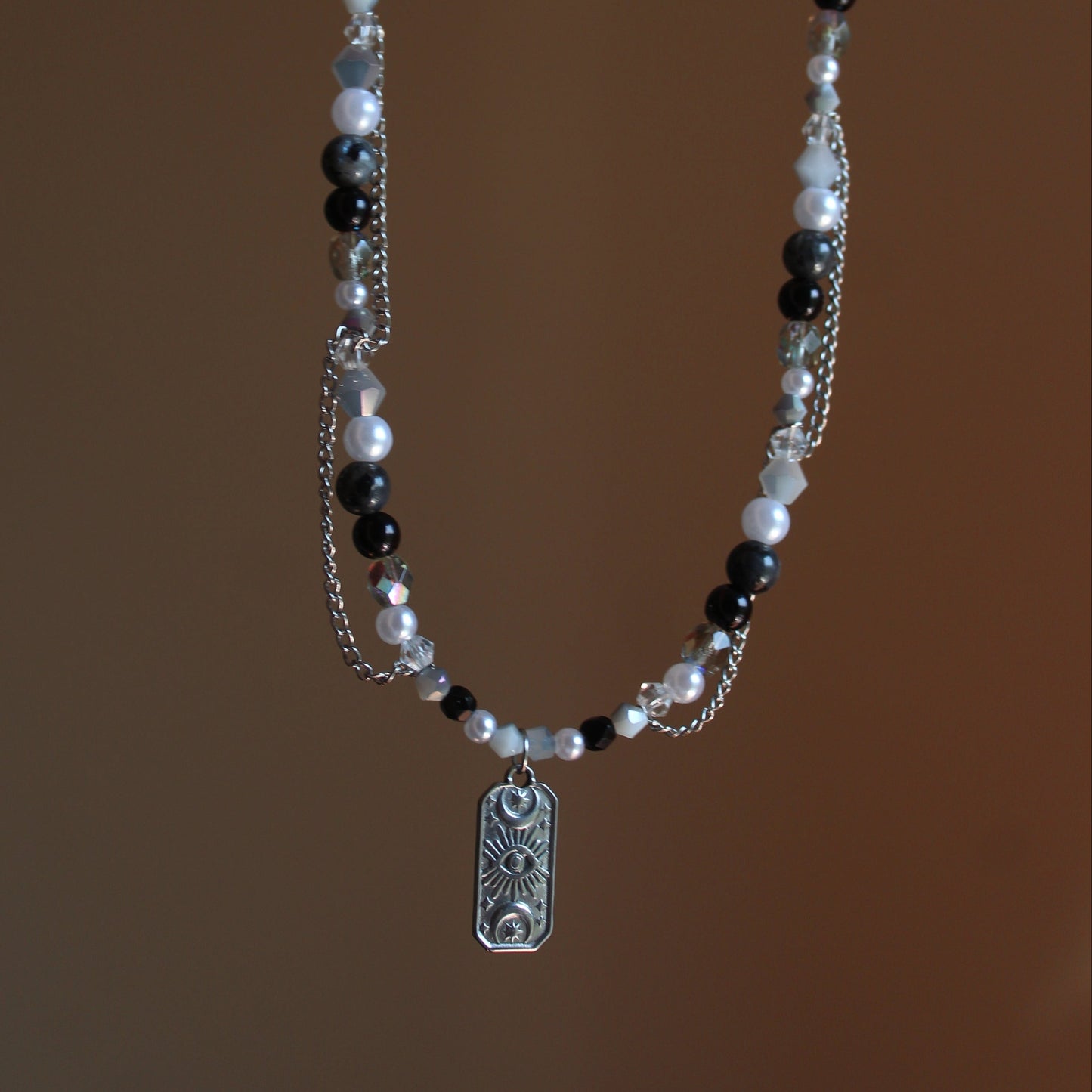 Handmade, The Deviner, Labradorite Stone, Chains, Beaded Necklace | Waterproof Stainless Steel