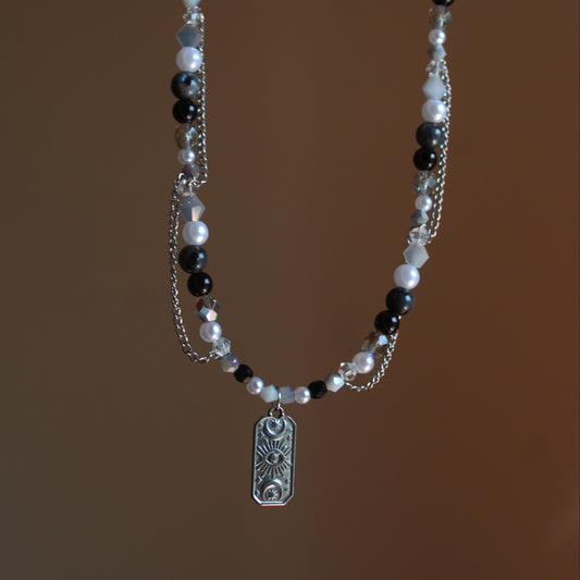 Handmade, The Deviner, Labradorite Stone, Chains, Beaded Necklace | Waterproof Stainless Steel