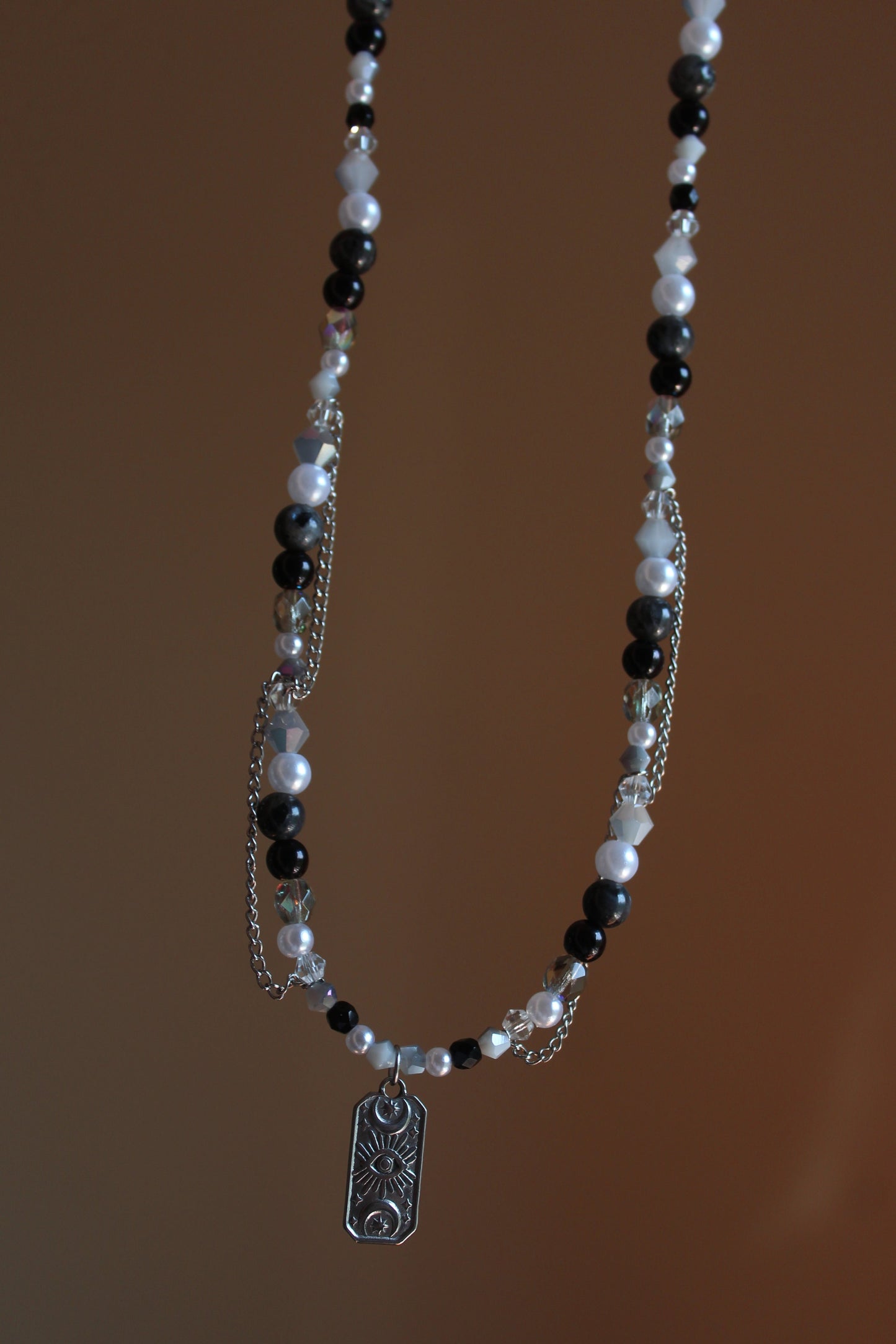 Handmade, The Deviner, Labradorite Stone, Chains, Beaded Necklace | Waterproof Stainless Steel