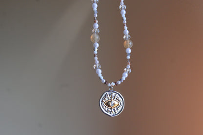 Handmade, Pirate's Lemon, Eye, Coin Charm, Beaded Necklace | Waterproof Stainless Steel