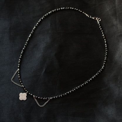Handmade, Witch's Midnight Clover, Chains, Beaded Necklace | Waterproof Stainless Steel