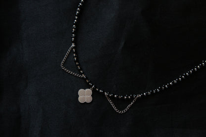 Handmade, Witch's Midnight Clover, Chains, Beaded Necklace | Waterproof Stainless Steel