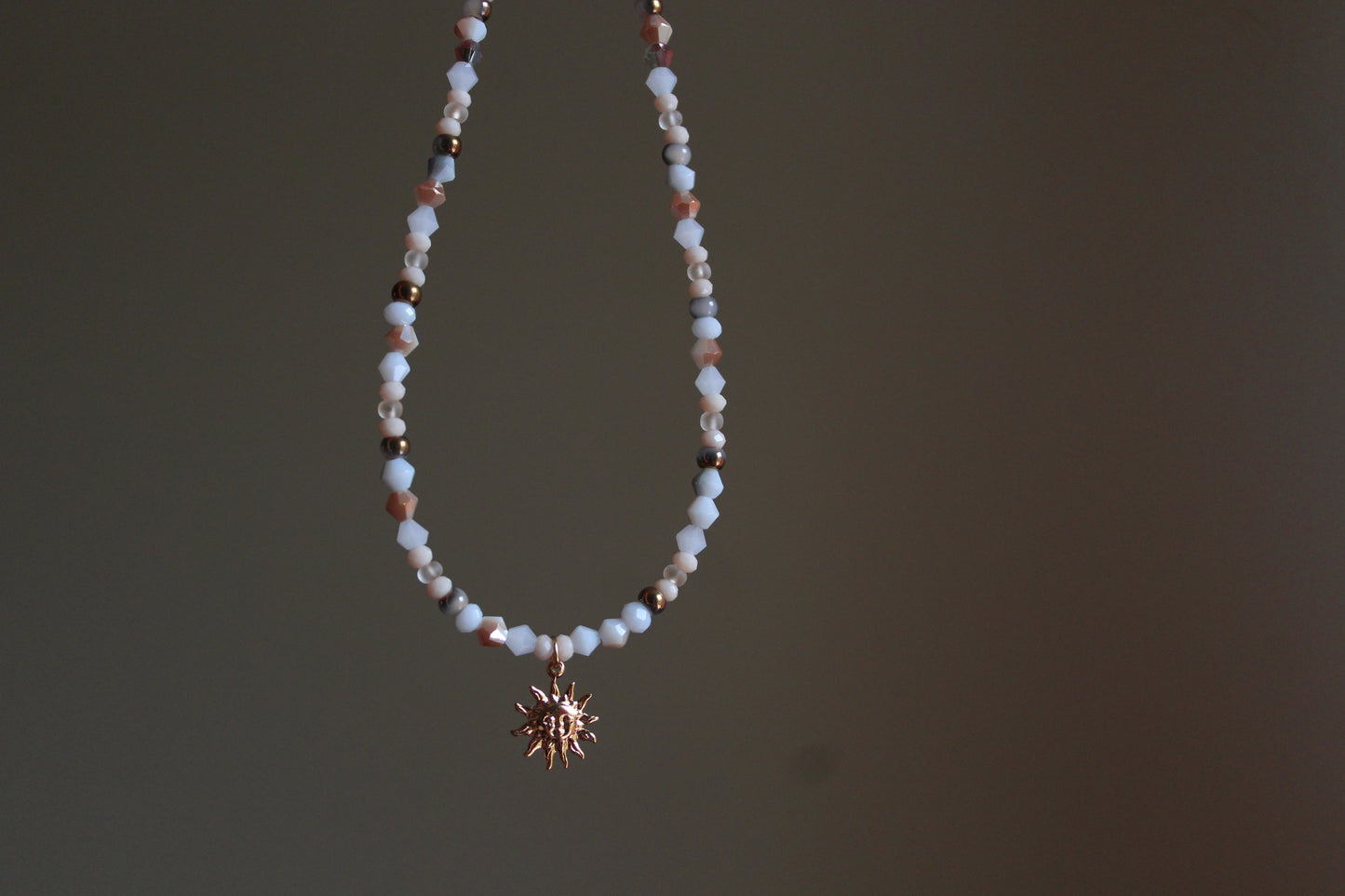 Handmade, Dainty, Sunset & Eclipse, Sun Charm, Beaded Necklace | Waterproof Stainless Steel