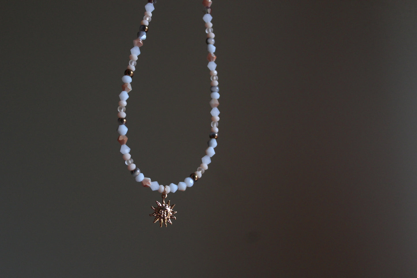 Handmade, Dainty, Sunset & Eclipse, Sun Charm, Beaded Necklace | Waterproof Stainless Steel