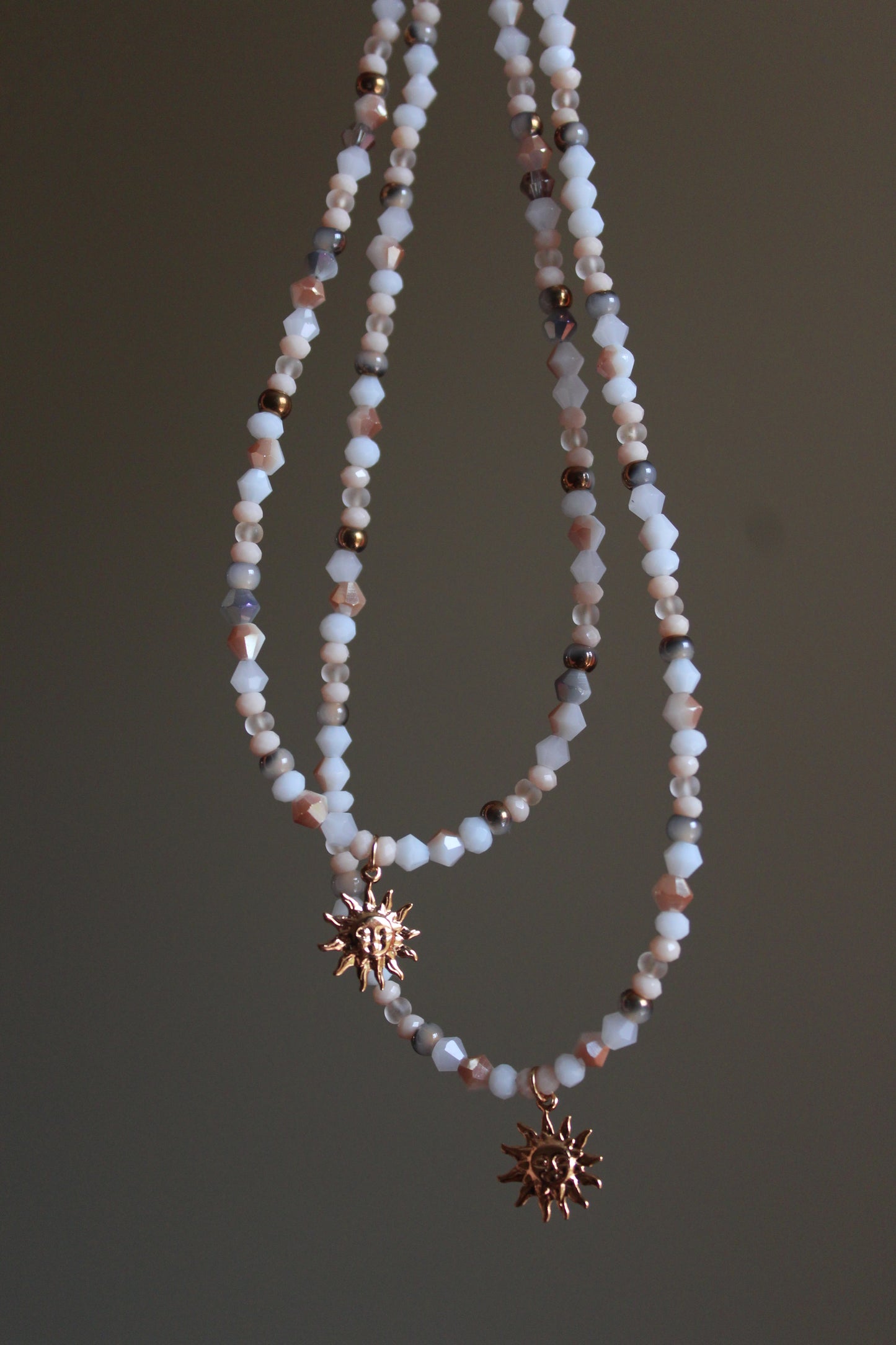Handmade, Dainty, Sunset & Eclipse, Sun Charm, Beaded Necklace | Waterproof Stainless Steel