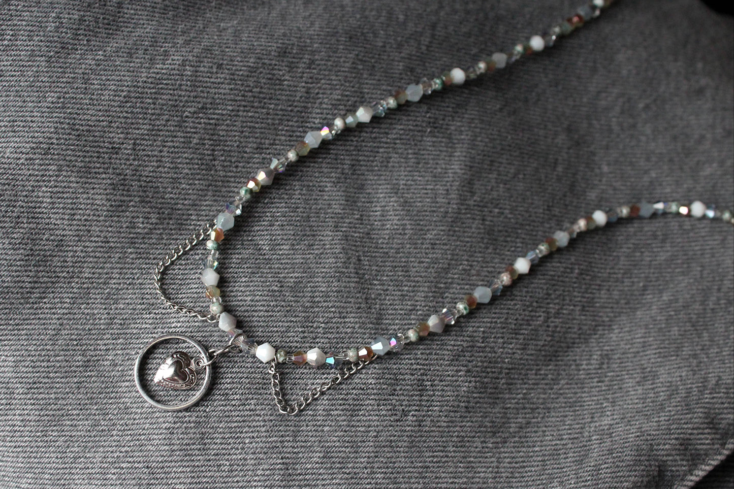 Handmade, Dainty, Interlocked Heart & Ring, Chains, Beaded Necklace | Waterproof Stainless Steel