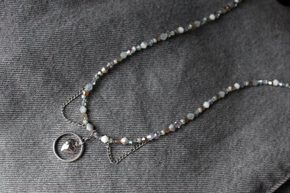 Handmade, Dainty, Interlocked Heart & Ring, Chains, Beaded Necklace | Waterproof Stainless Steel