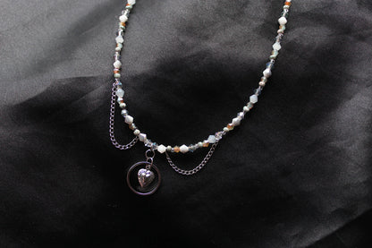 Handmade, Dainty, Interlocked Heart & Ring, Chains, Beaded Necklace | Waterproof Stainless Steel