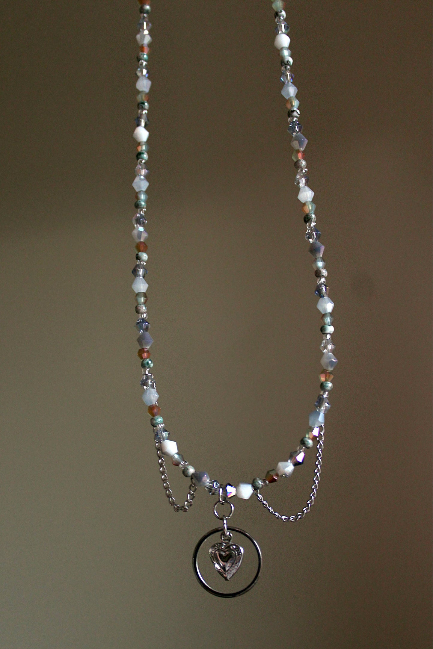 Handmade, Dainty, Interlocked Heart & Ring, Chains, Beaded Necklace | Waterproof Stainless Steel