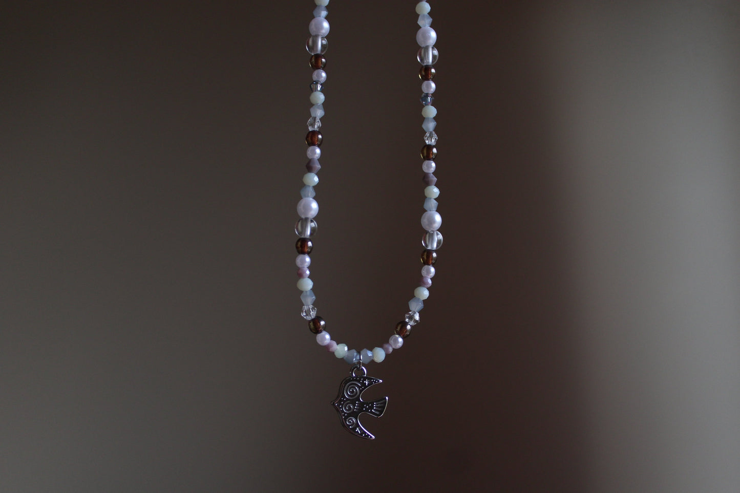 Handmade, Birdsong Before Dawn, Charm, Beaded Necklace | Waterproof Stainless Steel