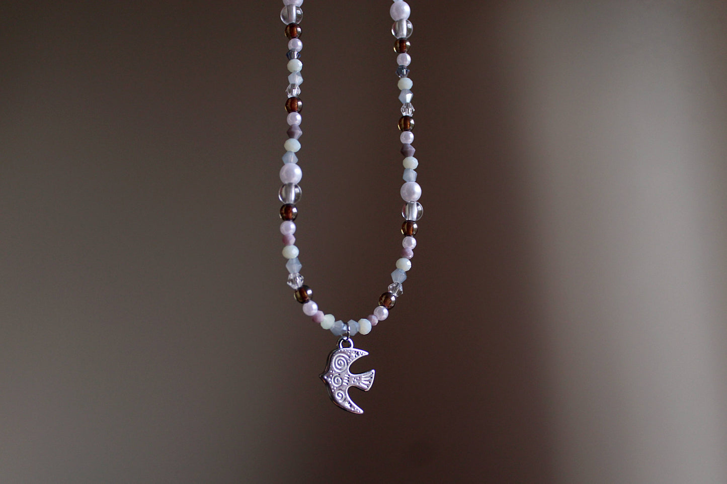 Handmade, Birdsong Before Dawn, Charm, Beaded Necklace | Waterproof Stainless Steel