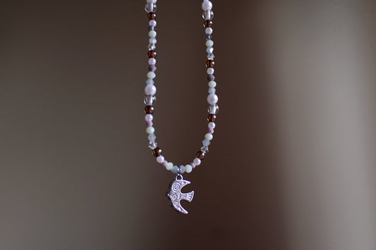 Handmade, Birdsong Before Dawn, Charm, Beaded Necklace | Waterproof Stainless Steel