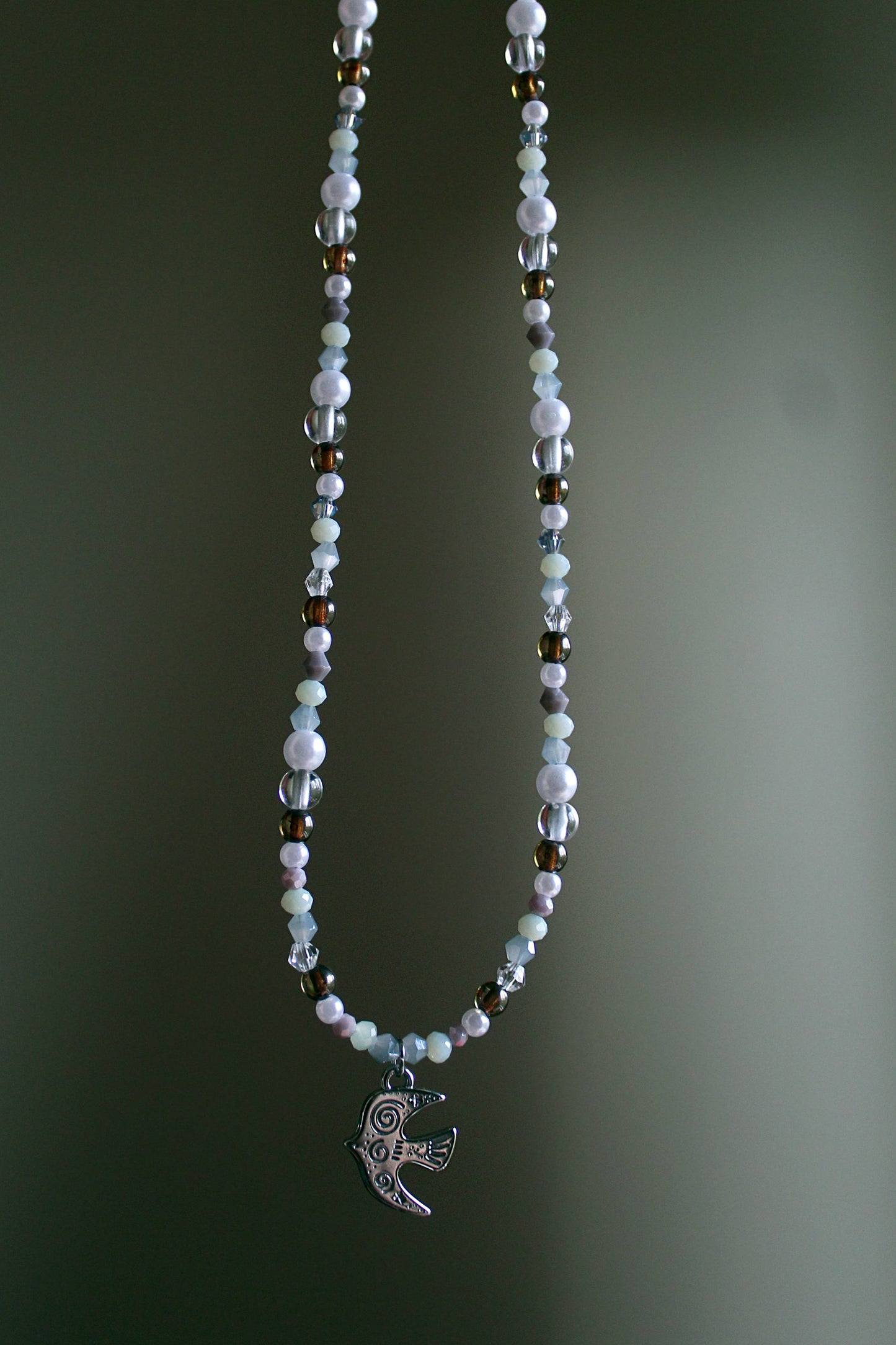 Handmade, Birdsong Before Dawn, Charm, Beaded Necklace | Waterproof Stainless Steel