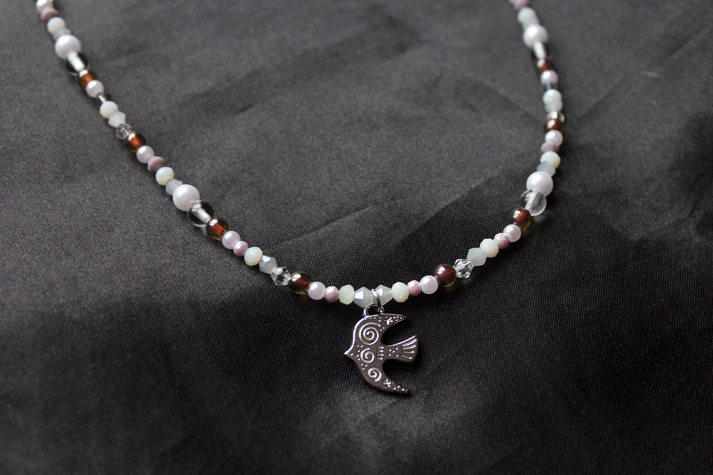 Handmade, Birdsong Before Dawn, Charm, Beaded Necklace | Waterproof Stainless Steel