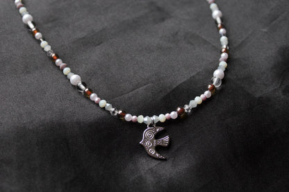Handmade, Birdsong Before Dawn, Charm, Beaded Necklace | Waterproof Stainless Steel