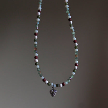 Handmade, Heart of the Forest, Beaded Necklace | Waterproof Stainless Steel