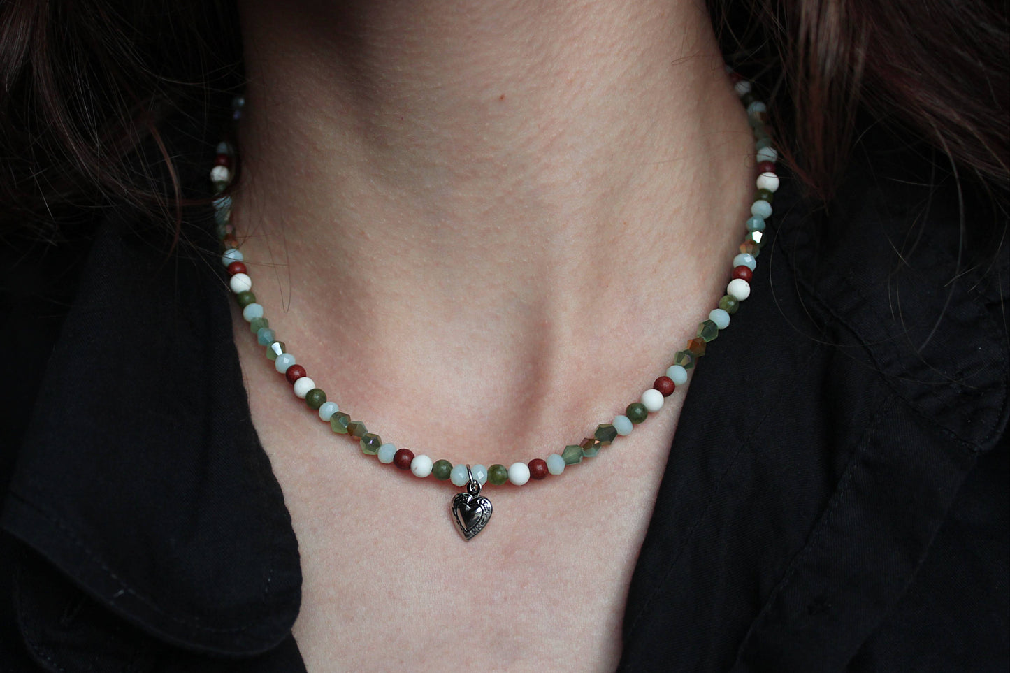 Handmade, Heart of the Forest, Beaded Necklace | Waterproof Stainless Steel