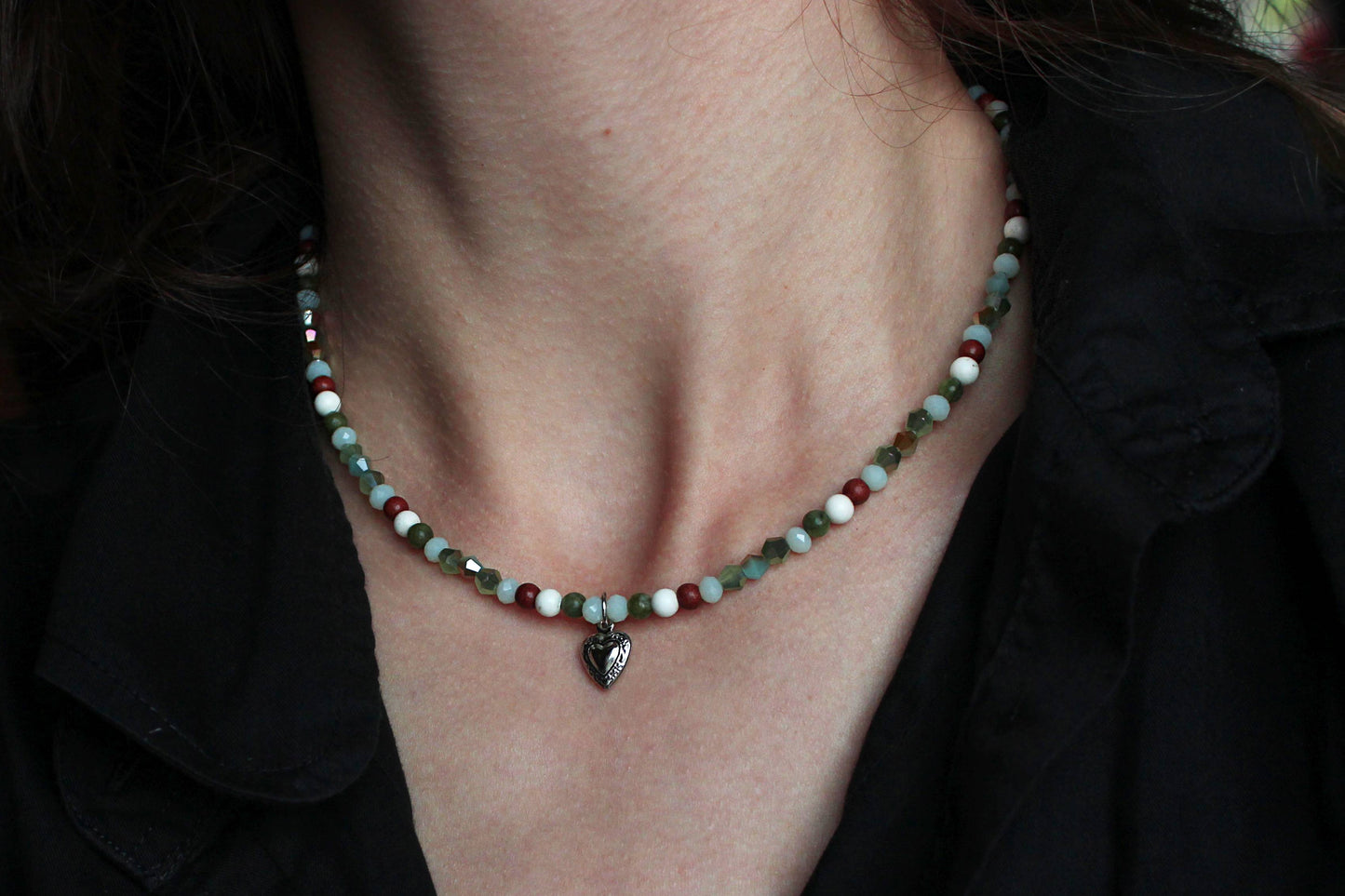 Handmade, Heart of the Forest, Beaded Necklace | Waterproof Stainless Steel